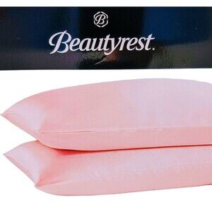 2 Pc Beautyrest KING Satin Pillowcases PINK Silky Therapeutic Hair Skin